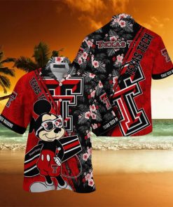 NCAA Texas Tech Red Raiders Hawaiian Shirt Mickey And Floral Pattern