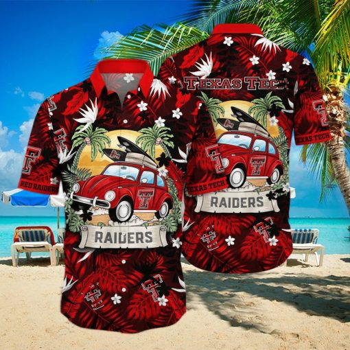 NCAA Texas Tech Red Raiders Hawaiian Shirt Palm Leaves Pattern Beach Gift For Him hawaiian shirt