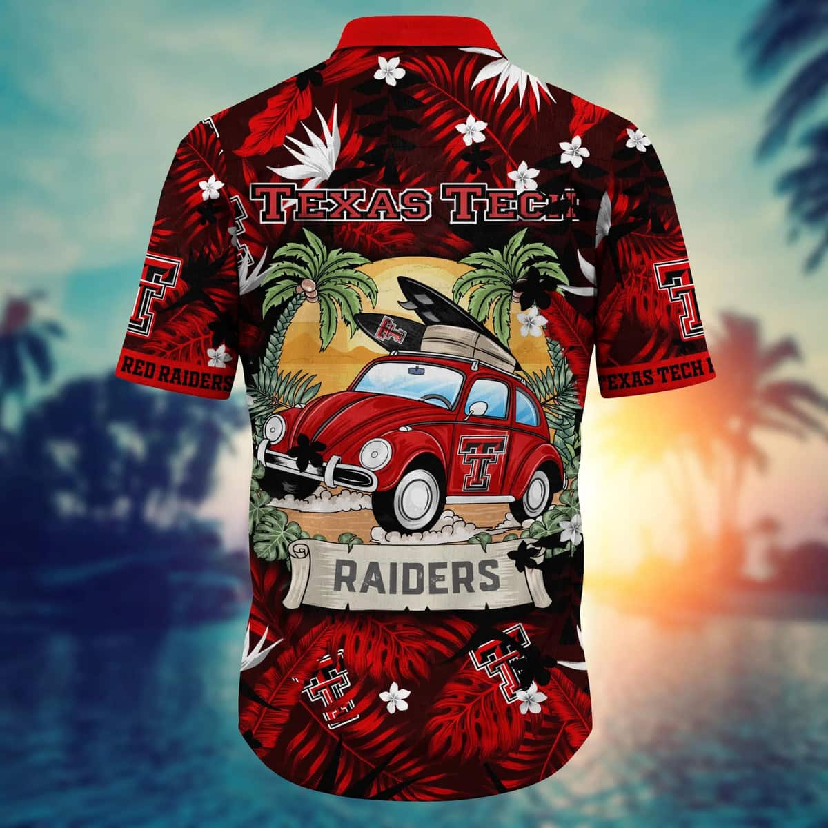 NCAA Texas Tech Red Raiders Hawaiian Shirt Palm Leaves Pattern Beach Gift For Him