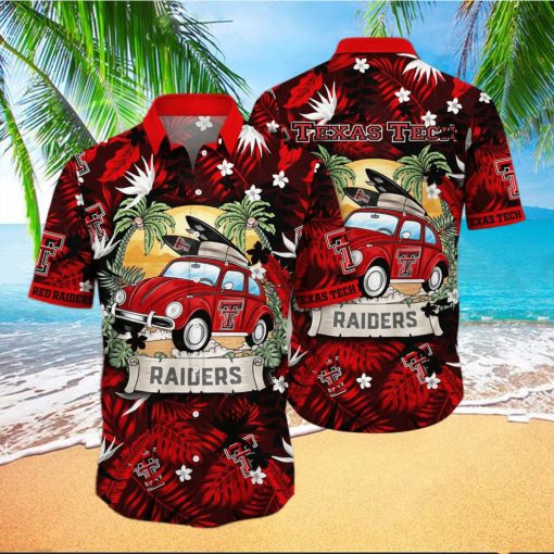 NCAA Texas Tech Red Raiders Hawaiian Shirt Palm Leaves Pattern Beach Gift For Him