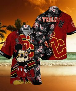 NCAA Usc Trojans Hawaiian Shirt Mickey And Floral Pattern