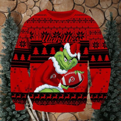 NCAA Utah Utes Grinch AOP Ugly Christmas Sweater Christmas Gift For Men And Women