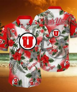 NCAA Utah Utes Hawaiian Shirt Hibiscus Flowers Pattern hawaiian shirt