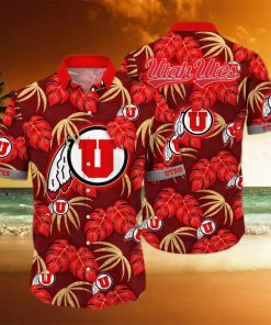 NCAA Utah Utes Hawaiian Shirt Palm Leaves Pattern hawaiian shirt