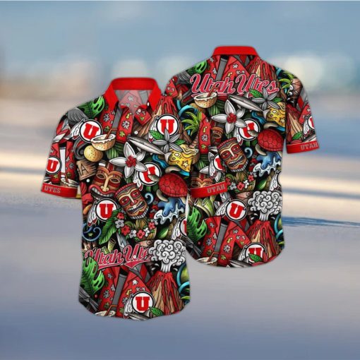 NCAA Utah Utes Tiki Hippie Hawaiian Shirt The Perfect Summer Vibe For FootBall Fans