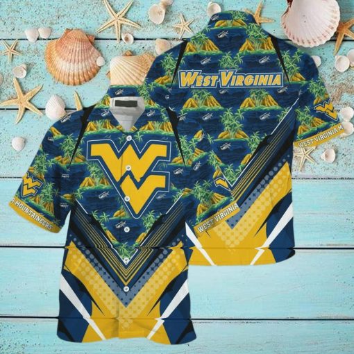 NCAA Virginia Mountaineers Hawaiian Shirt Palm Trees And Mountains Best Beach Gift