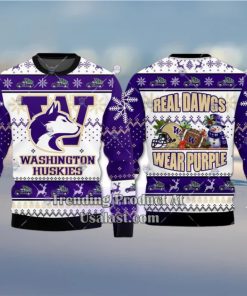 NCAA Washington Huskies Real Dawgs Wear Purple Ugly Christmas Sweater