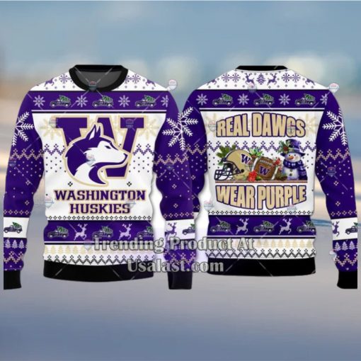 NCAA Washington Huskies Real Dawgs Wear Purple Ugly Christmas Sweater