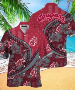 NCAA Washington State Cougars Hawaiian Shirt Aloha Shirt Custom Name Summer Beach Gift