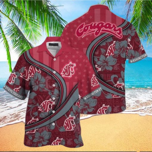 NCAA Washington State Cougars Hawaiian Shirt Aloha Shirt Custom Name Summer Beach Gift