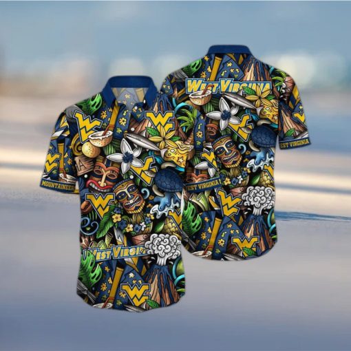 NCAA West Virginia Mountaineers Tiki Hippie Hawaiian Shirt The Perfect Summer Vibe For FootBall Fans