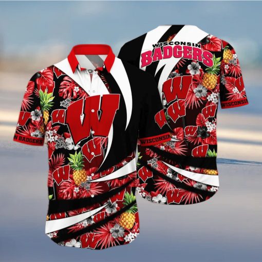 NCAA Wisconsin Badgers Hawaiian Shirt Pineapple Pattern Beach Gift For Friend hawaiian shirt