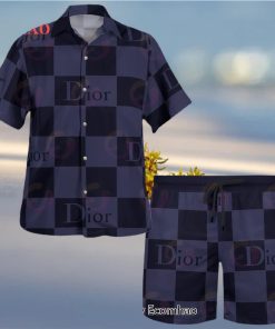 NEW Christian Dior Black Mix Violet Hot 2023 Hawaiian Shirt & Beach Shorts