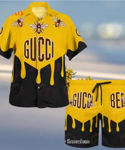 NEW Gucci Bee Black Gold Hawaiian Shirt & Beach Shorts