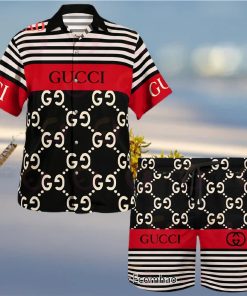 NEW Gucci Black Mix Red Hawaiian Shirt & Beach Shorts