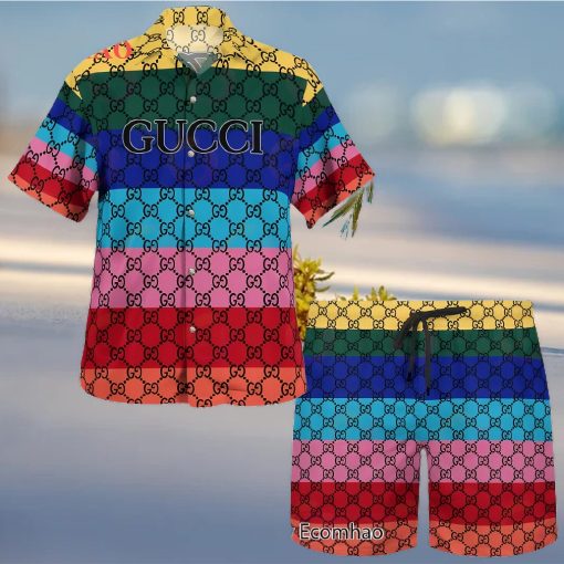 NEW Gucci Full Color Hawaiian Shirt & Beach Shorts