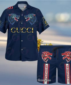 NEW Gucci Wolves Hawaiian Shirt & Beach Shorts