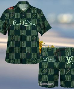 NEW Louis Vuitton Paris Green Color Hawaiian Shirt & Beach Shorts