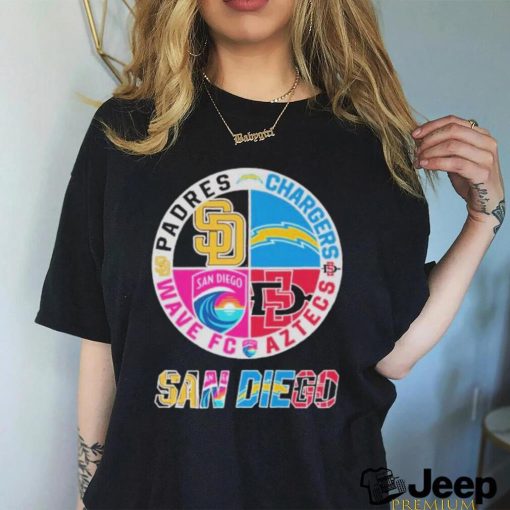 NEW San Diego Team Sport Padres Chargers Wave FC And Aztecs Unisex T Shirt