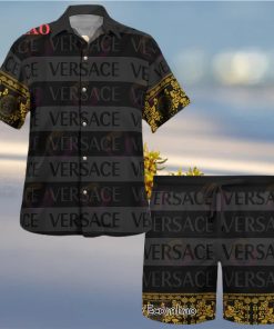 NEW Versace Black Color Hawaiian Shirt & Beach Shorts