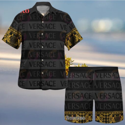 NEW Versace Black Color Hawaiian Shirt & Beach Shorts