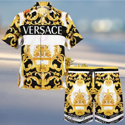 NEW Versace Black Gold Hawaiian Shirt & Beach Shorts