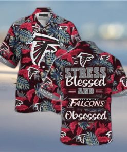 NFL Atlanta Falcons Hawaiian Shirt Stress Blessed Obsessed Tropical Nature Lovers Gift