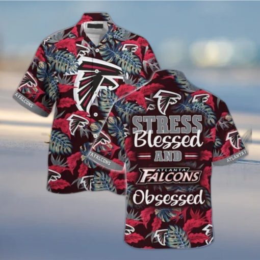 NFL Atlanta Falcons Hawaiian Shirt Stress Blessed Obsessed Tropical Nature Lovers Gift