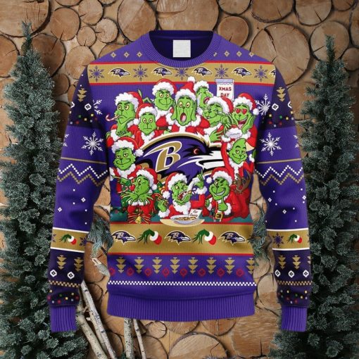 NFL Baltimore Ravens 12 Grinch Xmas Day Christmas Ugly 3D Sweater For Men And Women Gift Ugly Christmas