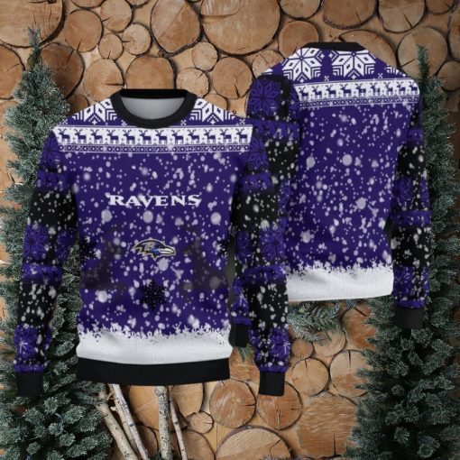 NFL Baltimore Ravens Christmas Reindeer V2 Sport Christmas Ugly Sweater 3D