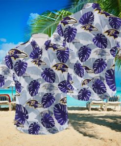 NFL Baltimore Ravens Logo Leaf 3D Hawaiian Shirt For Fans Gift Summer