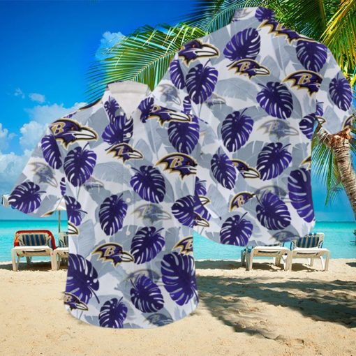 NFL Baltimore Ravens Logo Leaf 3D Hawaiian Shirt For Fans Gift Summer