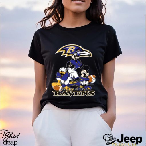 NFL Baltimore Ravens Mickey Mouse Donald Duck Goofy Football T Shirt