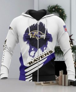 NFL Baltimore Ravens White Purple Zip Up Hoodie