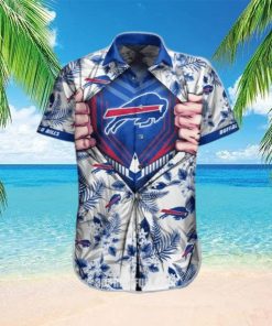 NFL Buffalo Bills Hawaiian Shirt Blue Tropical Flower Beach Gift For Football Players NFL Hawaiian Shirt