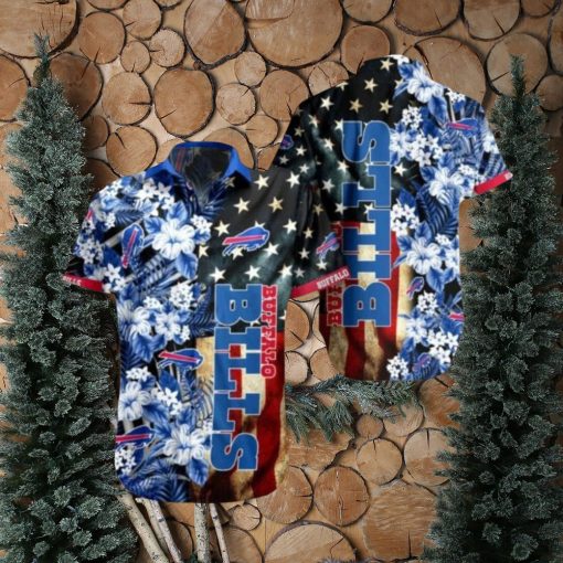 NFL Buffalo Bills Tropical Hawaiian Shirt Flag Flower Gift For Fans
