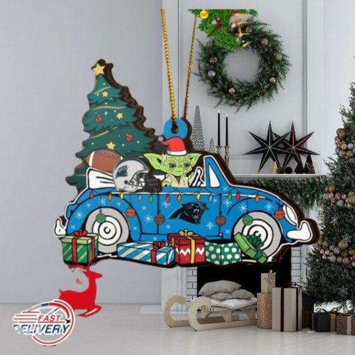 NFL Carolina Panthers And Baby Yoda Christmas Ornament 2023 Christmas Tree Decorations