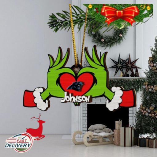 NFL Carolina Panthers And Grinch Xmas Ornament Custom Your Name 2023 Christmas Tree Decorations