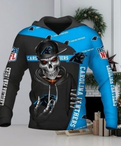 NFL Carolina Panthers Black Blue Skull Pullover Hoodie