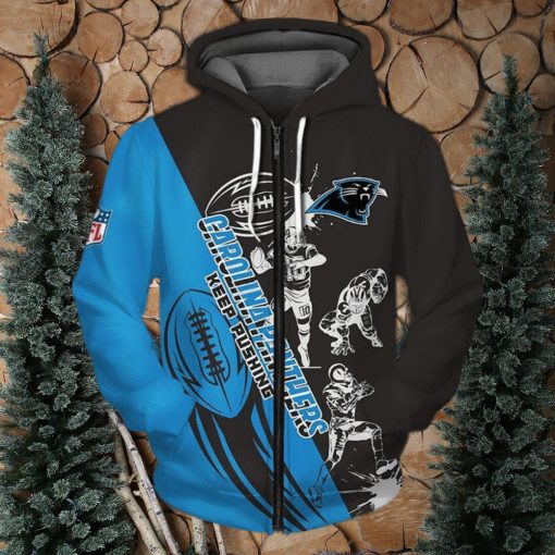 NFL Carolina Panthers Blue Black Zip Up Hoodie