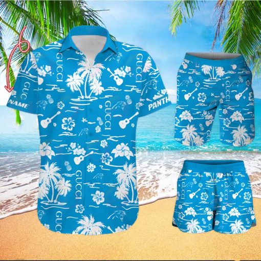 NFL Carolina Panthers Gucci Logo Pattern Hawaiian Shirt & Shorts