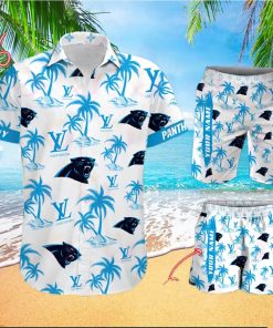 NFL Carolina Panthers Louis Vuitton Logo Pattern Hawaiian Shirt & Shorts