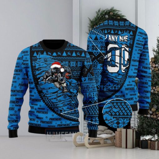 NFL Carolina Panthers Mascot Woolen Christmas Full Print Custom Sweater