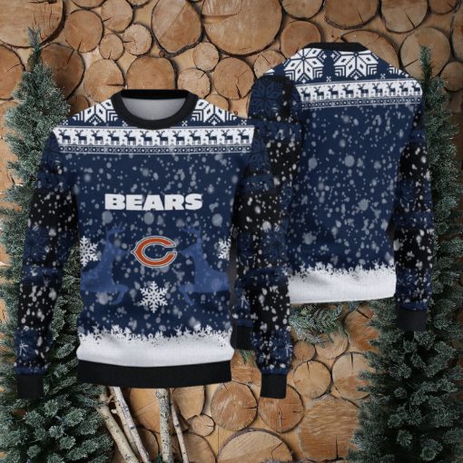 NFL Chicago Bears Christmas Reindeer V2 Sport Christmas Ugly Sweater 3D