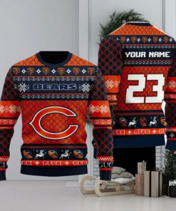 NFL Chicago Bears Custom Name And Number Christmas Gift Full Print 3D Sweater Ugly Christmas Sweater