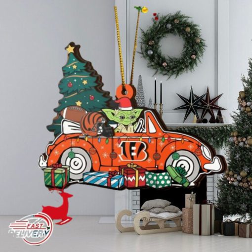 NFL Cincinnati Bengals And Baby Yoda Christmas Ornament 2023 Christmas Tree Decorations