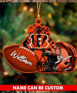 NFL Cincinnati Bengals Custom Name Rugby Ball Helmet Custom Shaped Ornament