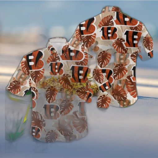 NFL Cincinnati Bengals Logo Leaf 3D Hawaiian Shirt For Fans Gift Summer