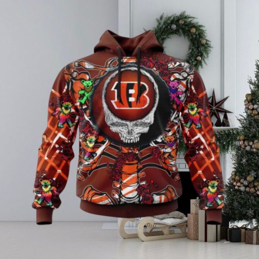 NFL Cincinnati Bengals Mix Grateful Dead, Personalized Name & Number Specialized Concepts Kits 3D Hoodie