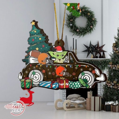 NFL Cleveland Browns And Baby Yoda Christmas Ornament 2023 Christmas Tree Decorations